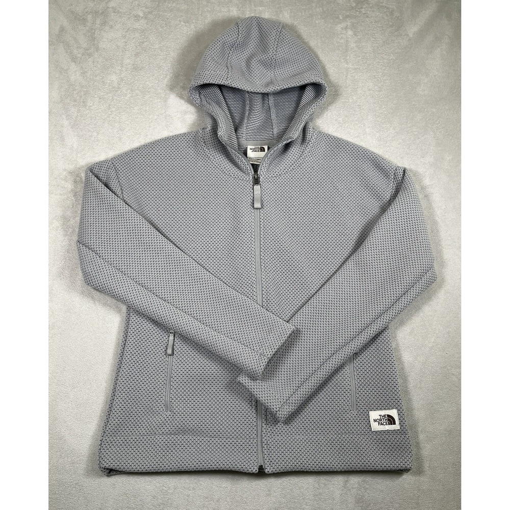 The North Face Women Sibley Fleece Full Zip Hoodie Gray Textured Knit S NFOA3YT2